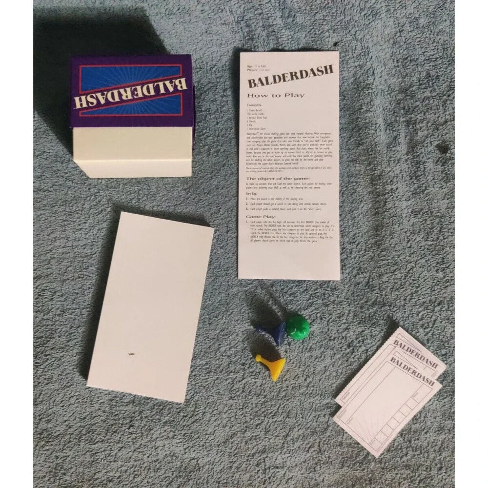 Balderdash Board Game Incomplete Missing Pawns Die